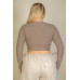 Plus Size Ribbed Wrap Front Long Sleeve Top