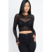 Sexy Sheer Mesh Long Sleeve Crop Top