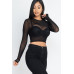 Sexy Sheer Mesh Long Sleeve Crop Top