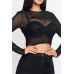 Sexy Sheer Mesh Long Sleeve Crop Top