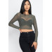 Sexy Sheer Mesh Long Sleeve Crop Top