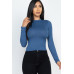 Mock Neck Solid Long Sleeve Top