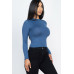 Mock Neck Solid Long Sleeve Top