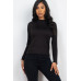 Mock Neck Solid Long Sleeve Top