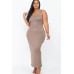 Plus Size Solid Basic Maxi Dress