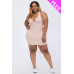 Plus Size Ribbed Split Neck Tank Mini Dress