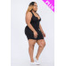 Plus Size Ribbed Split Neck Tank Mini Dress