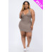 Plus Size Ribbed Split Neck Tank Mini Dress