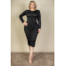 Plus Size Ruched Long Sleeve Midi Dress