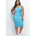 Plus Size Ribbed Sleeveless Bodycon Midi Dress