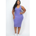 Plus Size Ribbed Sleeveless Bodycon Midi Dress