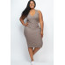 Plus Size Ribbed Sleeveless Bodycon Midi Dress