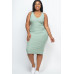 Plus Size Ribbed Sleeveless Bodycon Midi Dress