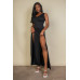 Ribbed Bandeau Cut Out Back Mini Bodycon Dress