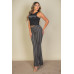 Wavy Print High Waist Flare Pants