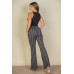 Wavy Print High Waist Flare Pants