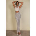 Wavy Print High Waist Flare Pants