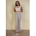 Wavy Print High Waist Flare Pants