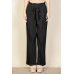 Pleated Stretch Crepe Pull-on Wide Leg Tie Front Pants
