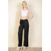 Pleated Stretch Crepe Pull-on Wide Leg Tie Front Pants
