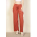 Pleated Stretch Crepe Pull-on Wide Leg Tie Front Pants
