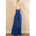 Button Front Wide Leg Jumpsuit