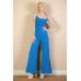 Ribbed Cowl Neck Backless Split Wide Leg Jumpsuit