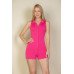 Ribbed Knit Sleeveless Button Front Romper