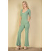 French Terry Short Sleeve Flare Jumpsuit