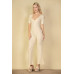 French Terry Short Sleeve Flare Jumpsuit