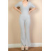 French Terry Short Sleeve Flare Jumpsuit