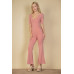 French Terry Short Sleeve Flare Jumpsuit