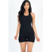 Ribbed Halter Neck Backless Romper