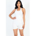 Ribbed Halter Neck Backless Romper