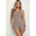 Ribbed Halter Neck Backless Romper