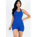 Ribbed Halter Neck Backless Romper