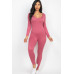 Scoop Neck Long Sleeve Bodycon Jumpsuit