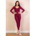 Scoop Neck Long Sleeve Bodycon Jumpsuit