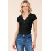 Insert Lace Snap Detail Top W/ Reverse Stitch