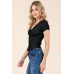 Insert Lace Snap Detail Top W/ Reverse Stitch