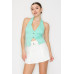 Halter Neck Buckled Open-back Top