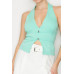 Halter Neck Buckled Open-back Top