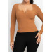 Solid V-collared Neck Top