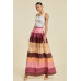 Color Block Maxi Skirt With Pockets