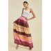 Color Block Maxi Skirt With Pockets