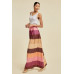 Color Block Maxi Skirt With Pockets
