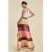 Color Block Maxi Skirt With Pockets