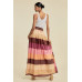 Color Block Maxi Skirt With Pockets