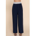 Contrast Waistband Straight Long Pants