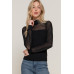 Long Slv Mesh Panel Detail Sweater Top